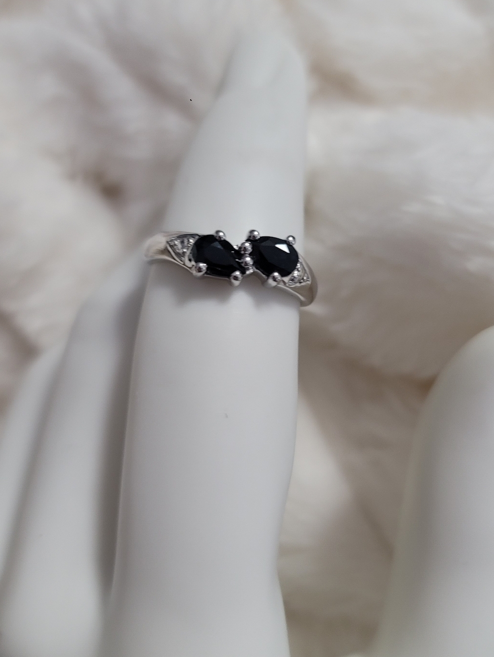 0.90 Genuine Black Sapphire Sterling Silver Ring Size 8